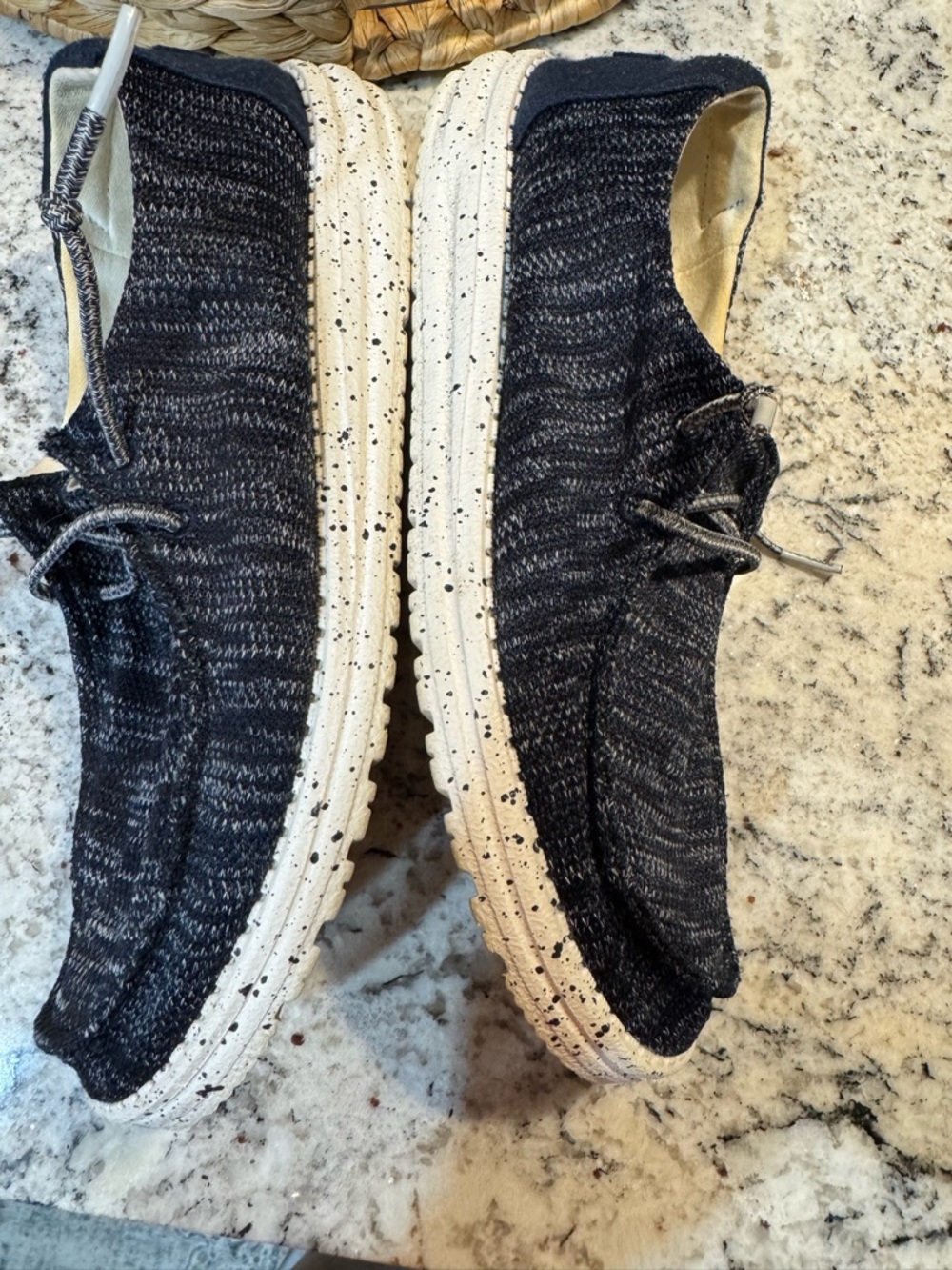 Hey Dude Wendy Navy Knit Lace-Up Casual Loafers - Picture 4 of 7